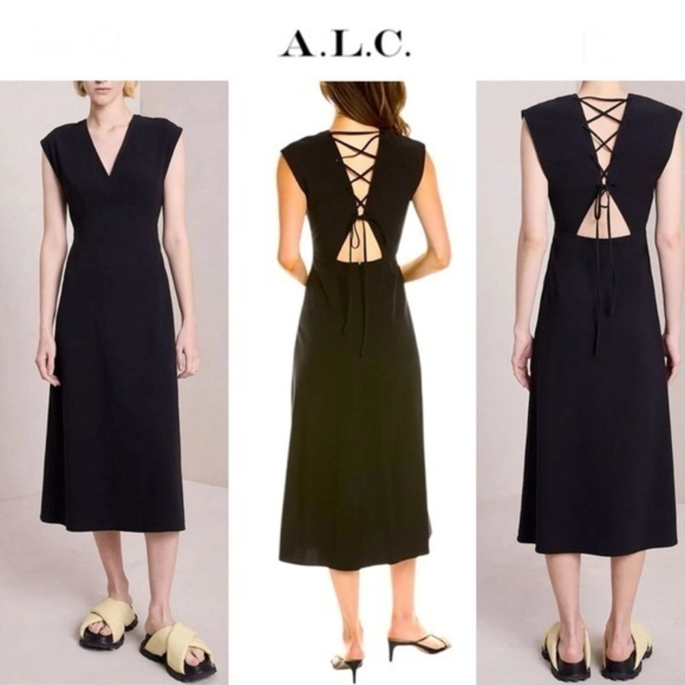 A.L.C. Black Amelie Dress, Size 2 Lace-Up Back NWT